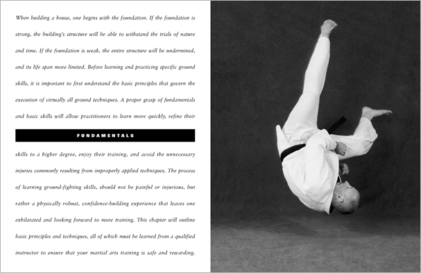 Sample pages from 'The Art of Ground Fighting'; one in a series of remarkable books that provide an in-depth look at the core concepts and techniques shared by a broad range of martial arts styles. Contains basics plus over 195 practical skills including chokes, joint locks, pins, ground kicks, sacrifice techniques, escapes, and counters from seated, reclining, and kneeling positions.