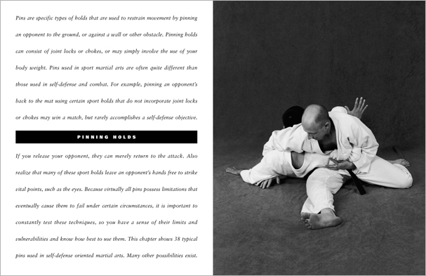 Sample pages from 'The Art of Ground Fighting'; one in a series of remarkable books that provide an in-depth look at the core concepts and techniques shared by a broad range of martial arts styles. Contains basics plus over 195 practical skills including chokes, joint locks, pins, ground kicks, sacrifice techniques, escapes, and counters from seated, reclining, and kneeling positions.