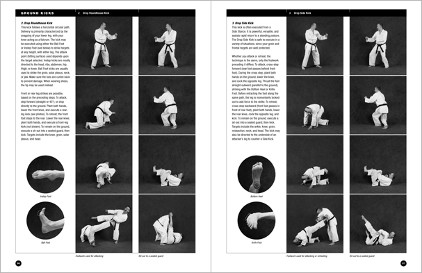 Sample pages from 'The Art of Ground Fighting'; one in a series of remarkable books that provide an in-depth look at the core concepts and techniques shared by a broad range of martial arts styles. Contains basics plus over 195 practical skills including chokes, joint locks, pins, ground kicks, sacrifice techniques, escapes, and counters from seated, reclining, and kneeling positions.