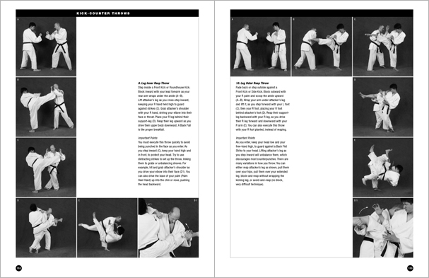 Sample pages from 'The Art of Throwing'; one in a series of remarkable books that provide an in-depth look at the core concepts and techniques shared by a broad range of martial arts styles. Contains over 130 practical throws including shoulder throws, hip throws, leg throws, hand throws, sacrifice throws, kick-counter throws, advanced combinations, and counterthrows.