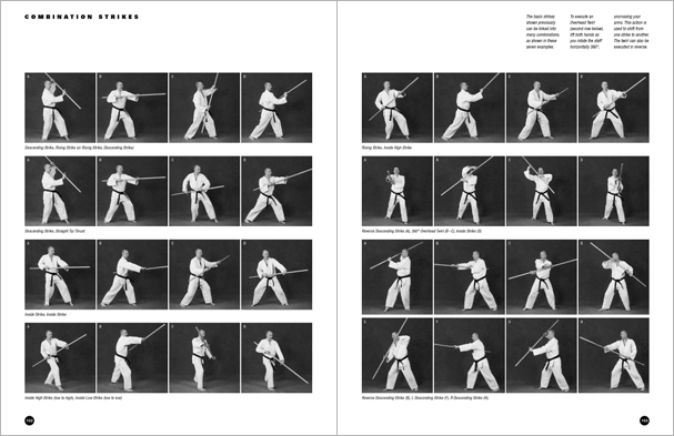 Sample pages from 'The Art of Weapons'; armed and unarmed self-defense involving common weapons; one in a series of remarkable books that provide an in-depth look at the core concepts and techniques shared by a broad range of martial arts styles. Contains over 350 practical techniques organized into in-depth chapters on the knife, short-stick, staff, cane, rope, common objects, and defense against handgun.