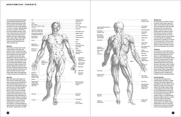 Sample pages from 'The Art of Weapons'; armed and unarmed self-defense involving common weapons; one in a series of remarkable books that provide an in-depth look at the core concepts and techniques shared by a broad range of martial arts styles. Contains over 350 practical techniques organized into in-depth chapters on the knife, short-stick, staff, cane, rope, common objects, and defense against handgun.