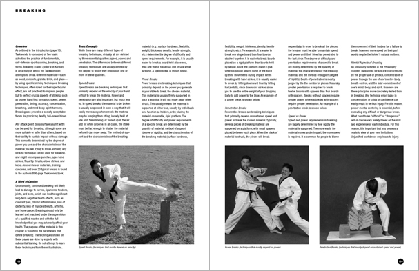 Sample pages from 'Taekwondo: The Essential Introduction', the first introductory text to provide a concise overview of Taekwondo in its entirety, with essential material for novices.